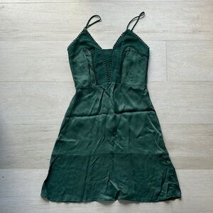 Emerald Green Slip Dress Spaghetti Strap V-Neck